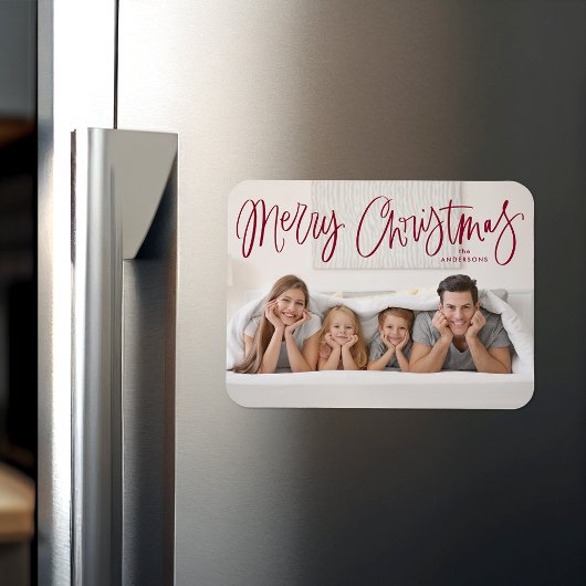 Magnet Flexible Joyeux Noël Whimsical Cranberry Script Photo