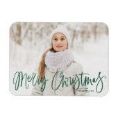 Magnet Flexible Joyeux Noël Whimsical Green Script Photo (Horizontal)