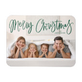 Magnet Flexible Joyeux Noël Whimsical Green Script Photo (Horizontal)