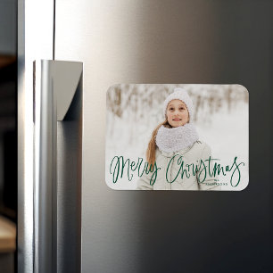 Magnet Flexible Joyeux Noël Whimsical Green Script Photo
