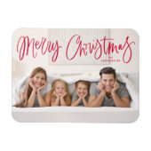 Magnet Flexible Joyeux Noël Whimsical Red Script photo de vacances (Horizontal)