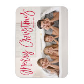 Magnet Flexible Joyeux Noël Whimsical Red Script photo de vacances (Vertical)