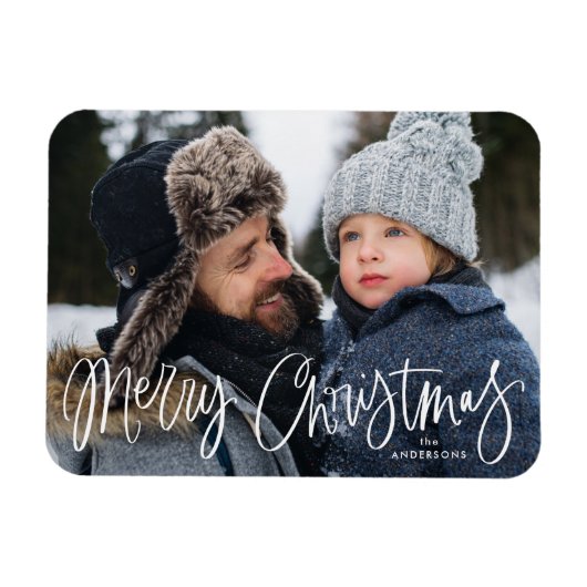 Magnet Flexible Joyeux Noël Whimsical Script photo de vacances (Horizontal)