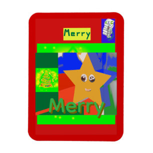 Magnet Flexible Joyeux nom vert sur Noël rouge