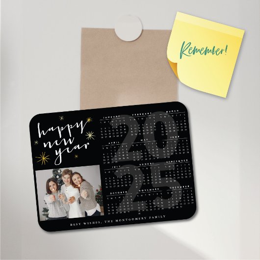 Magnet Flexible Joyeux Nouvel An Moderne Starburst Or 2025 Calendr