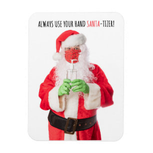 Magnet Flexible Joyeux Père Noël de Noël dans le masque Sanitizer
