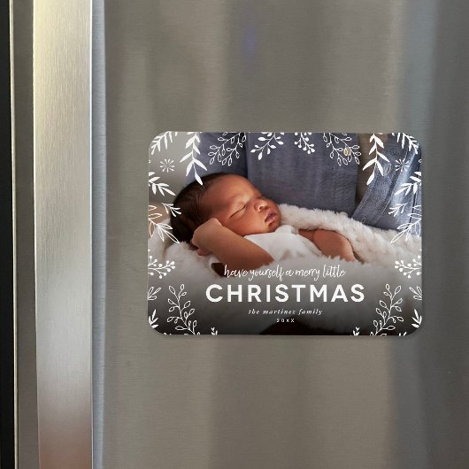 Magnet Flexible Joyeux petit Noël Botanique Superposition Photo