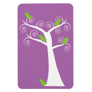 Magnet Flexible Joyeux petits oiseaux de dessin animé verts dans u
