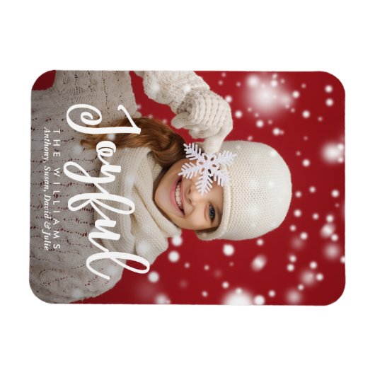 Magnet Flexible Joyeux Script moderne Noël | Photo de vacances (Horizontal)