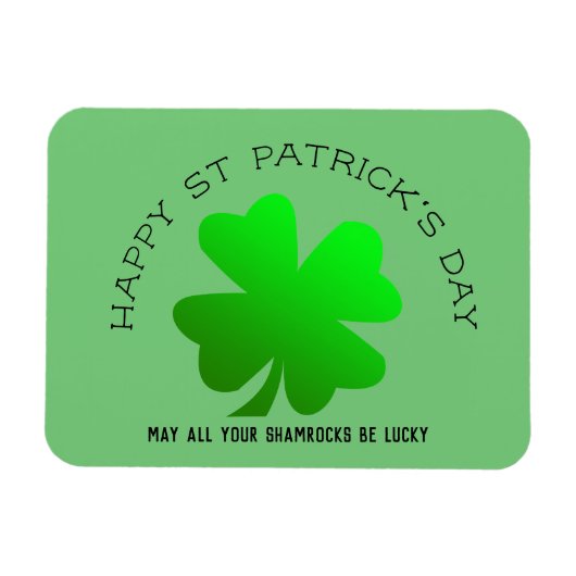 Magnet Flexible Joyeux St Patrick's Day green shamrock personnalis (Horizontal)