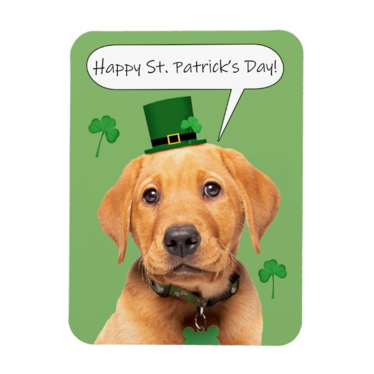 Magnet Flexible Joyeux St Patrick's Day mignonne Labrador Chiot (Vertical)
