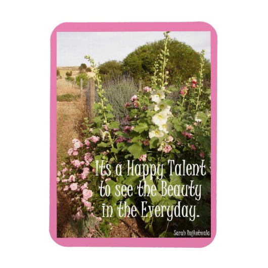 Magnet Flexible Joyeux Talent Rose Hollyhocks Cottage Garden Magne (Vertical)