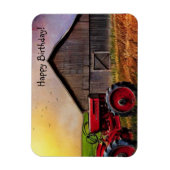 Magnet Flexible Joyeux tracteur d'anniversaire et grange (Vertical)