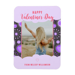 Magnet Flexible Joyeux Valentine Whimsical Purple Nom fleur de coe