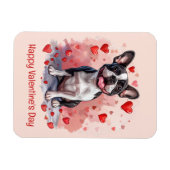 Magnet Flexible Joyeux Valentines Day Boston Terrier Dog (Horizontal)