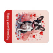 Magnet Flexible Joyeux Valentines Day Boston Terrier Dog (Horizontal)