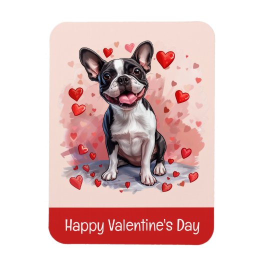 Magnet Flexible Joyeux Valentines Day Boston Terrier Dog (Vertical)
