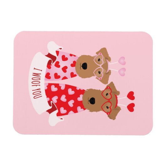 Magnet Flexible Joyeux Valentines Day Wire Fox Terrier Chiens (Horizontal)