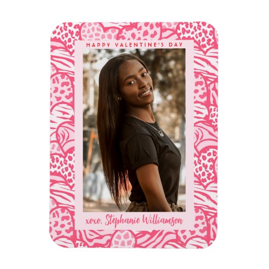 Magnet Flexible Joyeux Valentines Jour Blush Pink Jungle Heart Pho (Vertical)