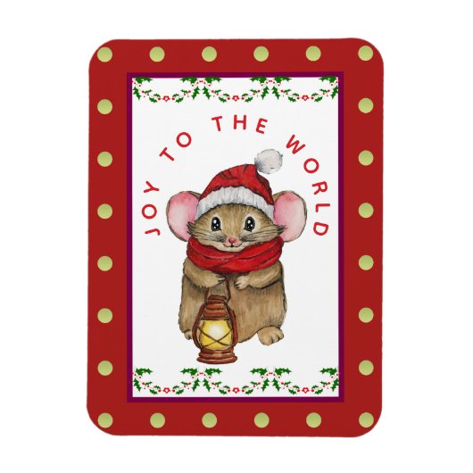 Magnet Flexible Joyful Christmas mouse greeting card (Vertical)
