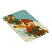 Magnet Flexible Joyful Sled Ride – Cute Kids Sleigh Riding Winter (Côté Droit)