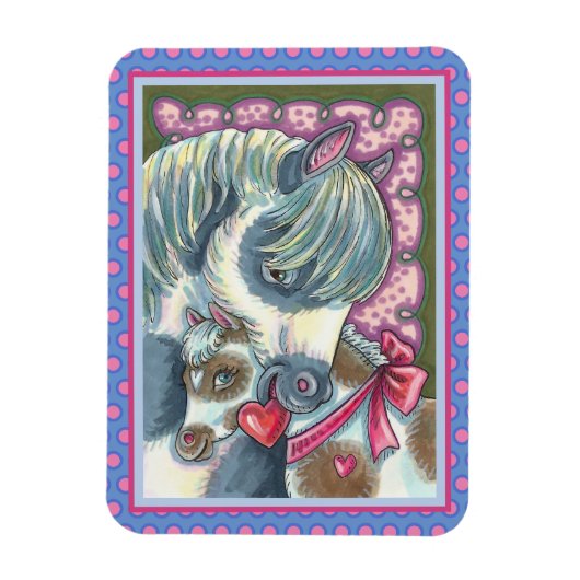 MAGNET FLEXIBLE JUMENT MÈRE & POULAIN DE LA SAINT-VALENTIN, CHEVAL (Vertical)