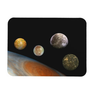 Magnet Flexible Jupiter et quatre lunes satellites Galiléens