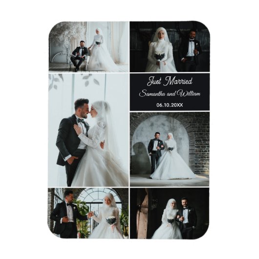 Magnet Flexible Juste marié 6 photo Mariage Collage (Vertical)