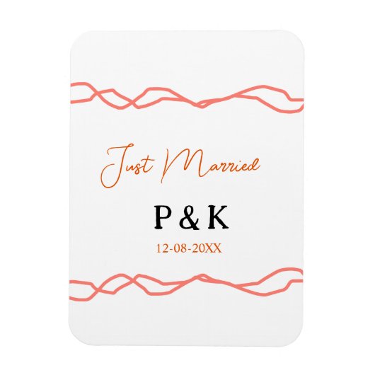 Magnet Flexible Juste marié ajouter nom de couple date rouge vinta (Vertical)