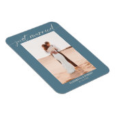 Magnet Flexible Juste marié Script moderne Photo Mariage bleu (Côté Droit)