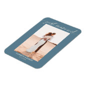 Magnet Flexible Juste marié Script moderne Photo Mariage bleu (Côté Gauche)