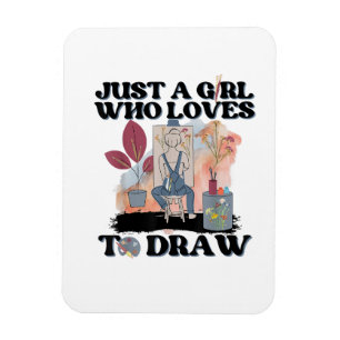Magnet Flexible Juste une fille qui aime dessiner