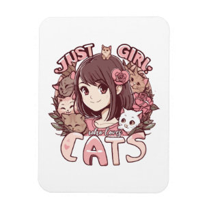 Magnet Flexible juste une fille qui aime les chats
