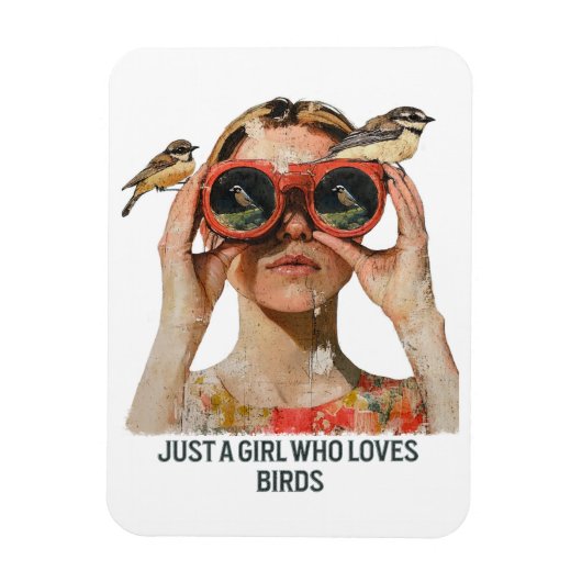 Magnet Flexible Juste une fille qui aime les oiseaux - Observation (Vertical)