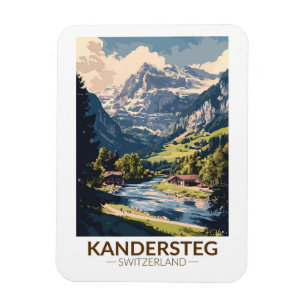 Magnet Flexible Kandersteg Suisse Peinture Voyage Art Retro