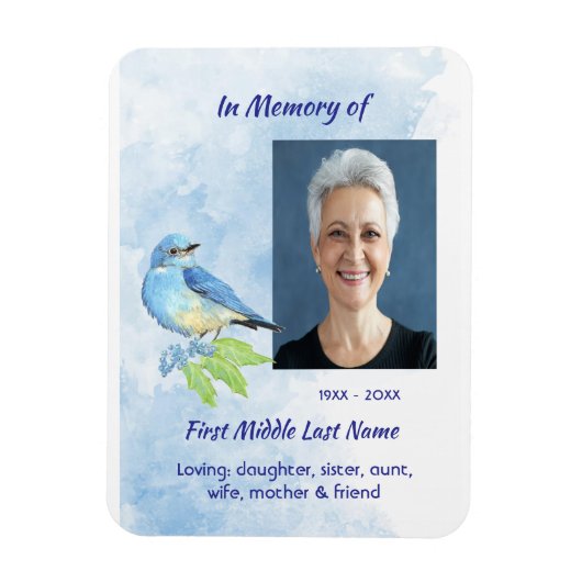 Magnet Flexible Keepsake Memorial  Bluebird Garden Bird  (Vertical)