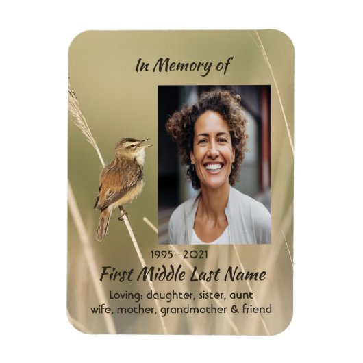 Magnet Flexible Keepsake Memorial Photo Bird Garden Nature  (Vertical)