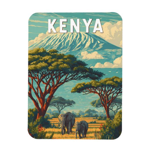 Magnet Flexible Kenya Illustration Travel Art Vintage (Vertical)