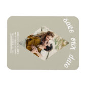 Magnet Flexible Khaki Beige Diamond Photo Wedding Save Date (Horizontal)