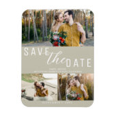 Magnet Flexible Khaki Beige Save the Date Mariage 3 Photos (Vertical)