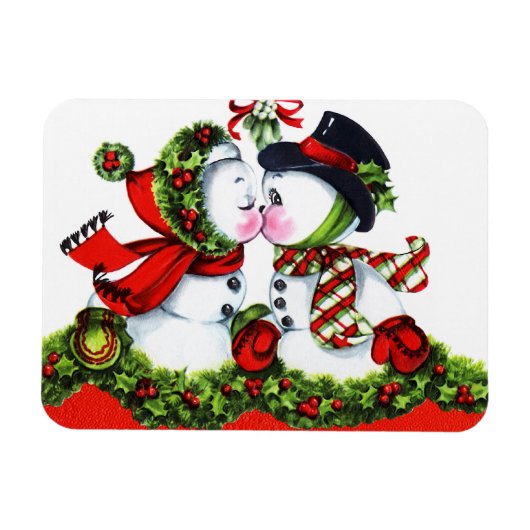 Magnet Flexible Kisser Snowman Couple (Horizontal)