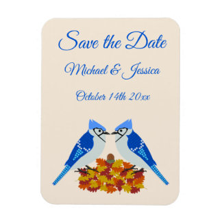 Magnet Flexible Kissing Blue Jays Mariage de automne personnalisé