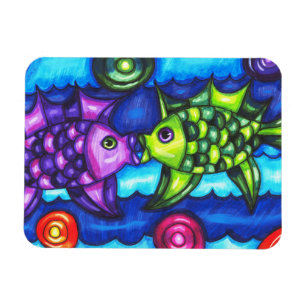 Magnet Flexible Kissy Fish whimsical coloré art animal de l'océan