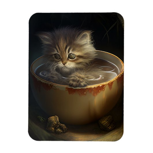 Magnet Flexible Kitten dans une teacup jaune Aimant flexible (Vertical)