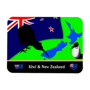 Magnet Flexible Kiwi Bird, Drapeau & Carte de la Nouvelle-Zélande