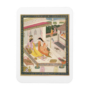 Magnet Flexible Krishna et Radha sur un lit dans un palais de