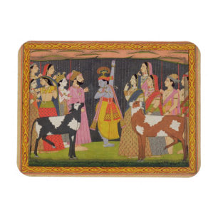 Magnet Flexible Krishna levant le mont Govardhana, de la 'Bhagav