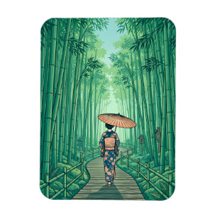 Magnet Flexible Kyoto Japon Forêt de Bambou Voyage Vintage