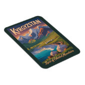 Magnet Flexible Kyrgyzstan Mountains Illustration Travel Art Vinta (Côté Droit)