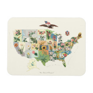 Magnet Flexible La carte des fleurs des États-Unis - notre bouque